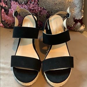 montego bay club black sandal wedges